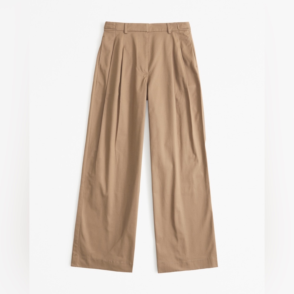 Abercrombie & Fitch Utility Tailored Wide Leg Pants - Warm Beige, Size Small